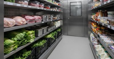 Walk-in cooler in a restaurant