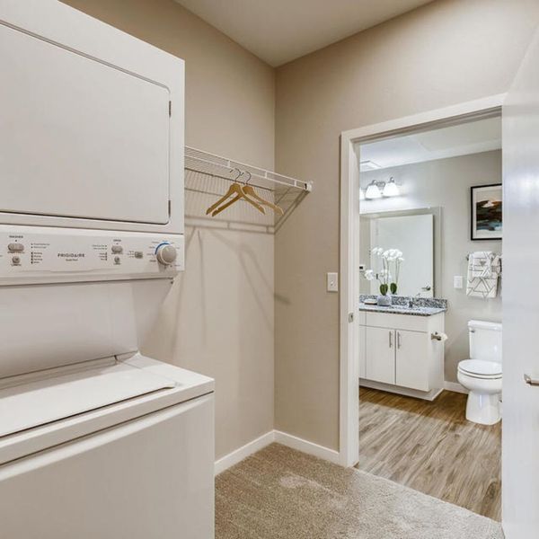 a washer and dryer in an apartment