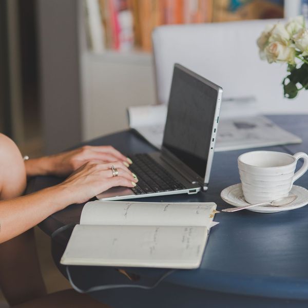 woman working on laptop