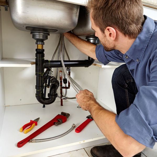 a maintenance person fixing a sink