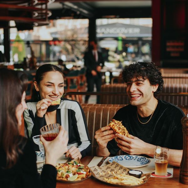 friends eating at a restaurant 