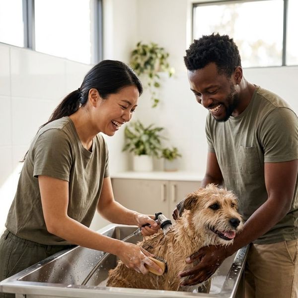 dog owners using dog wash dog owners using dog wash