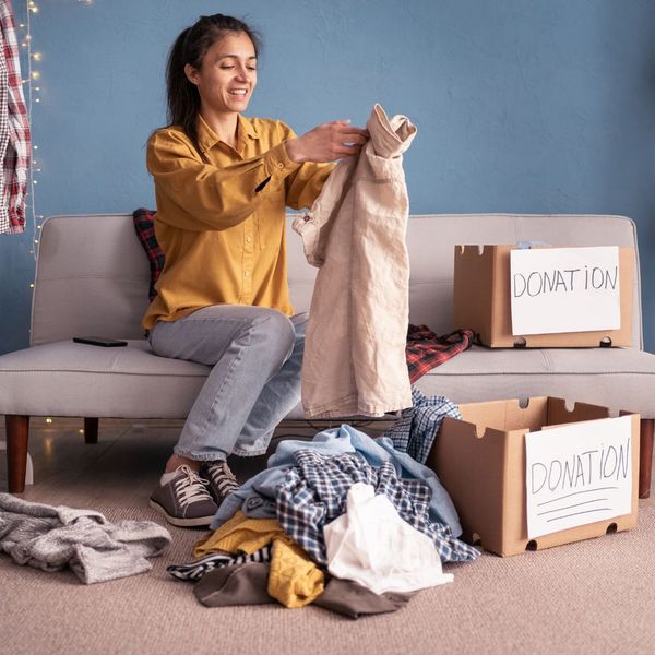 woman getting rid of clothes