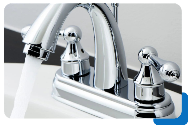 running water at faucet