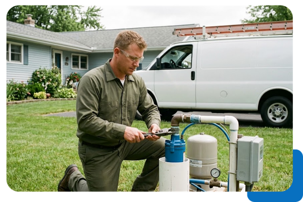 servicing the well water pump