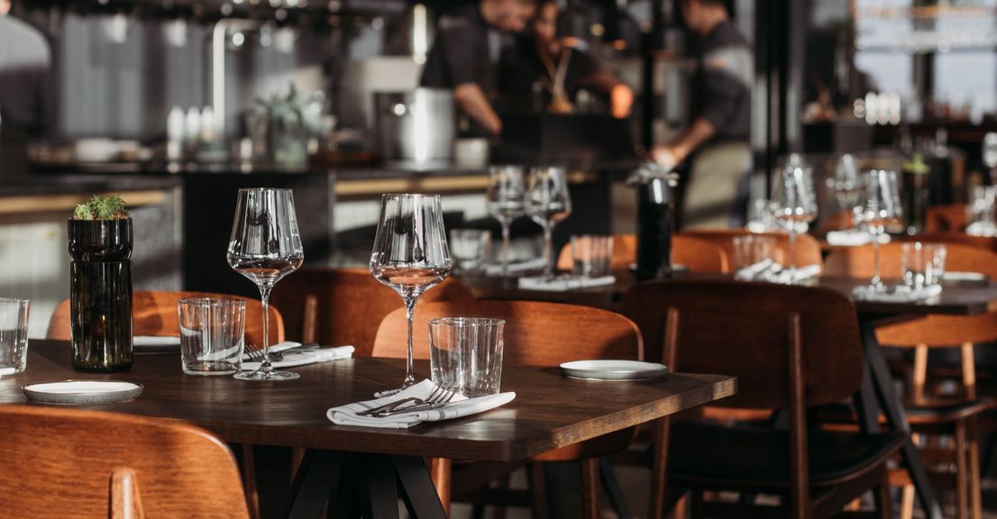 tables in a restaurant
