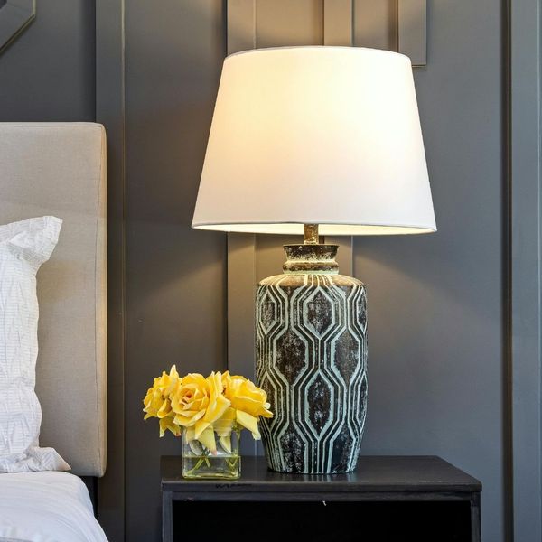 lamp on a nightstand