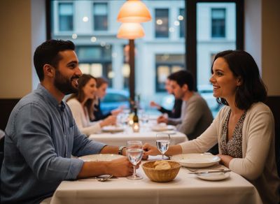 couple at a restaurant waiting for their food