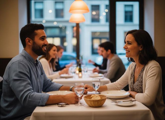 couple at a restaurant waiting for their food