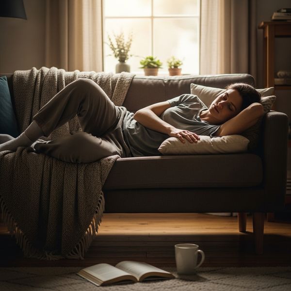 person relaxing on a couch