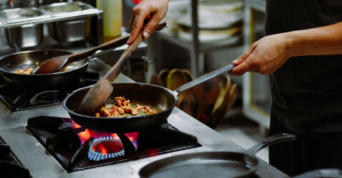 cooking food at a restaurant 