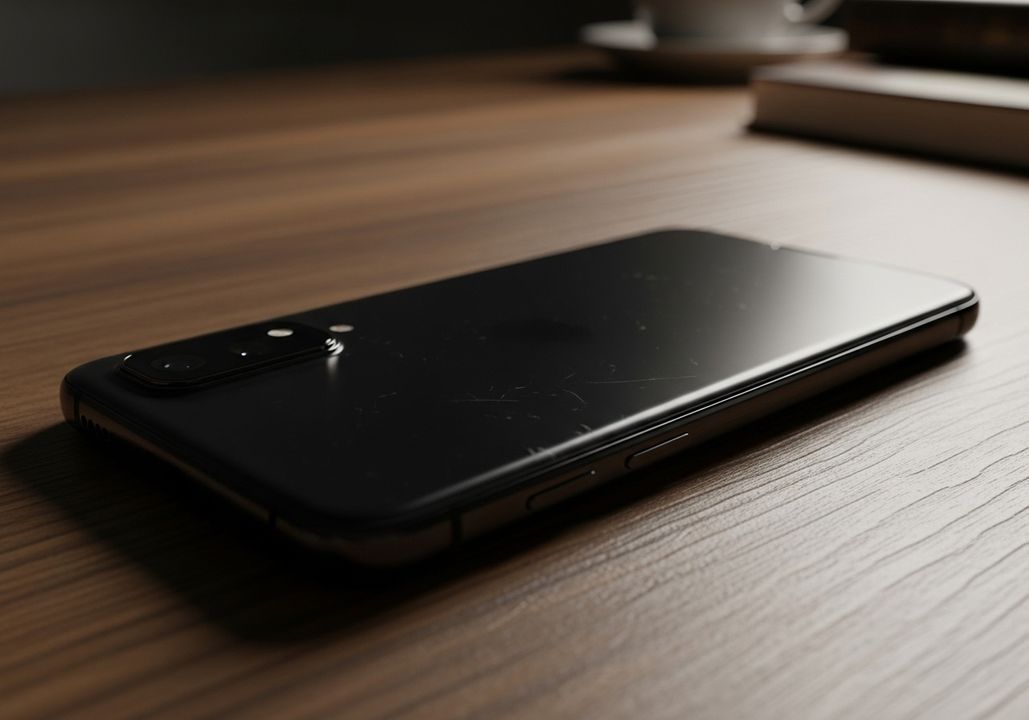 a cell phone on a table face down