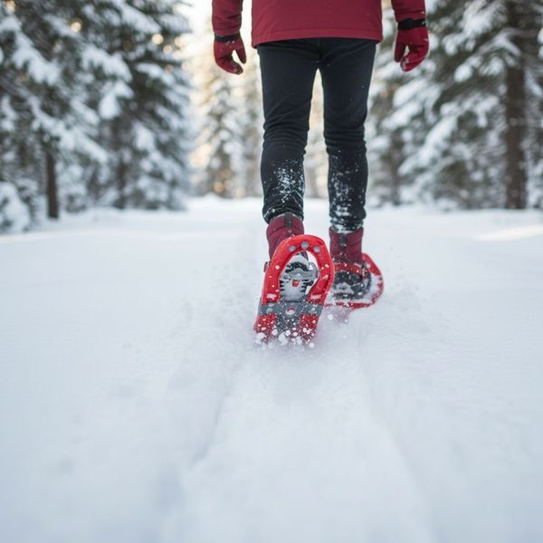 person walking with snowshoes