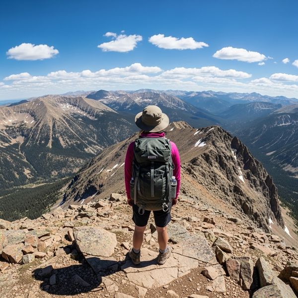 Hiker overlooking the unique geological rock ridges