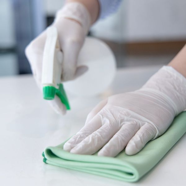 cleaning a table