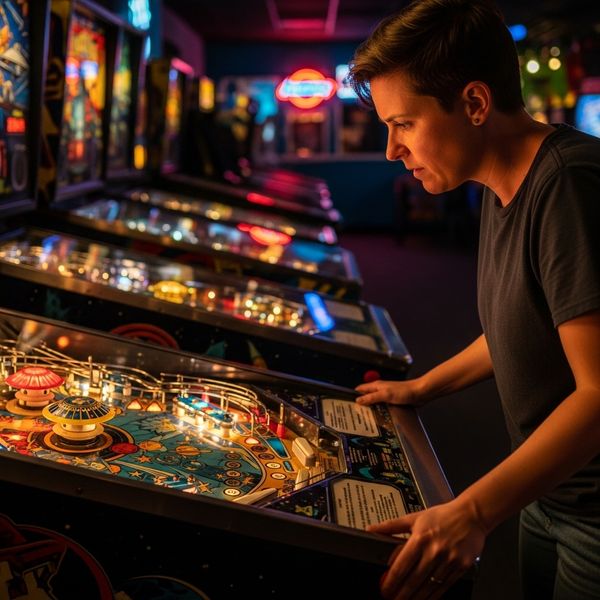 person playing pinball