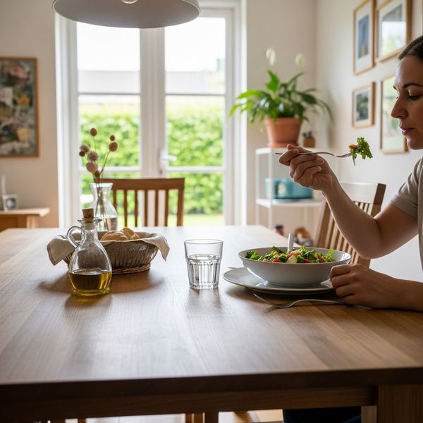 person eating a salad