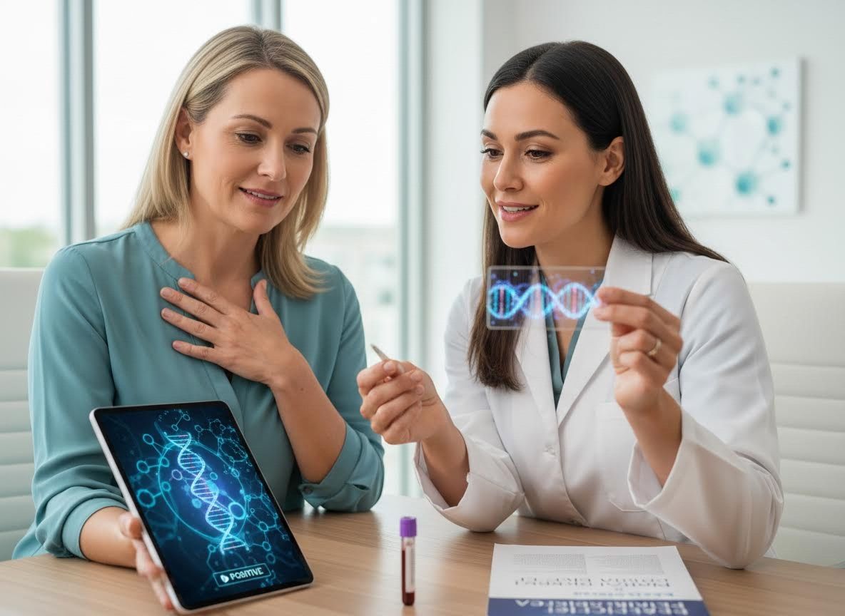 Doctor and patient reviewing genetic test results