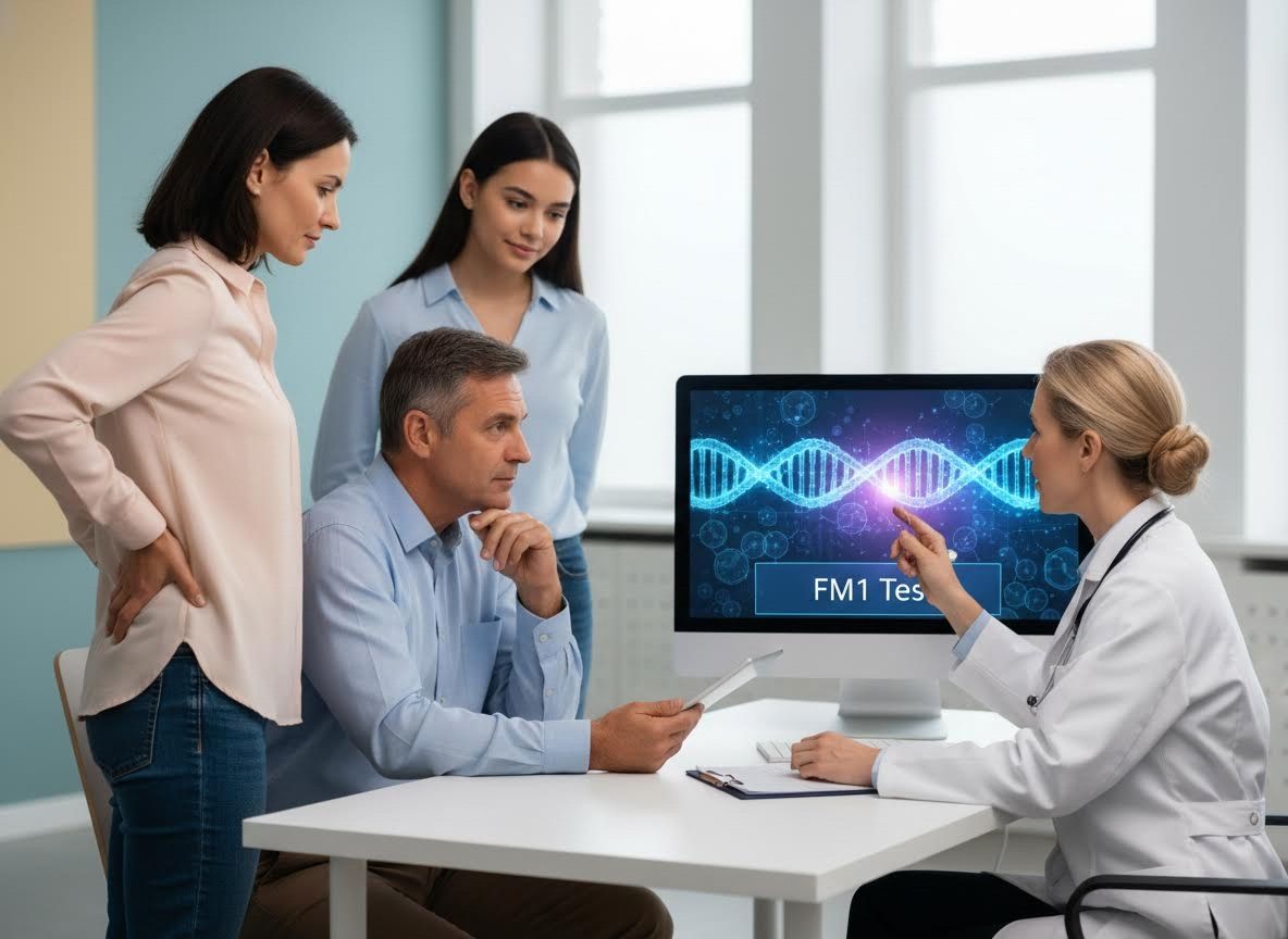 Doctor discusses genetic test results with a family