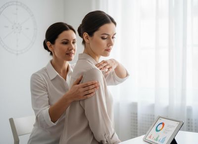 Professional assisting client with support and data