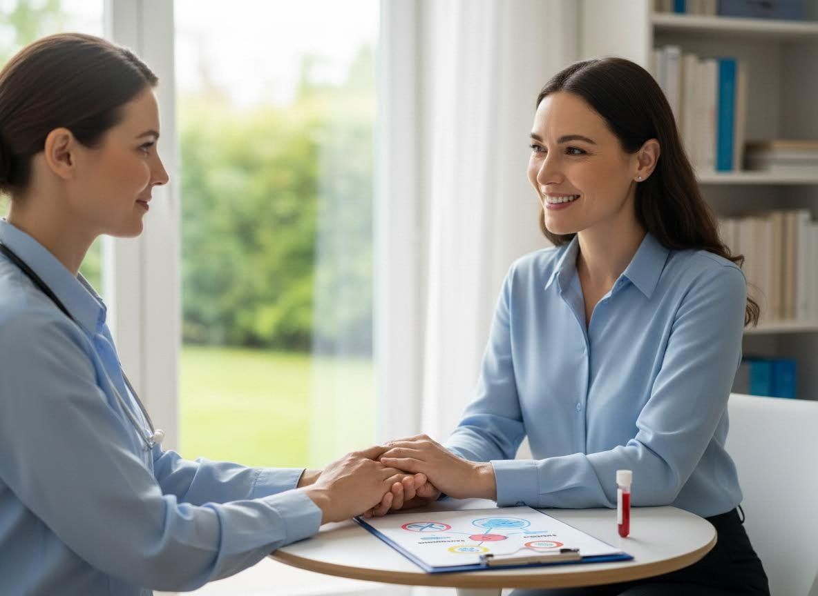 Healthcare professional and patient holding hands