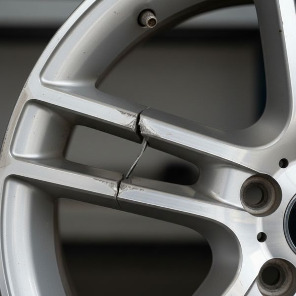 Close-up of a crack on an alloy car rim
