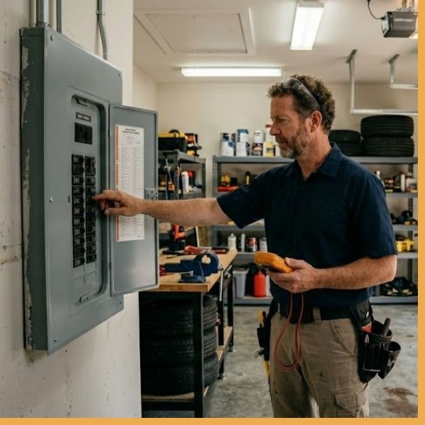 electrician at electrical panel
