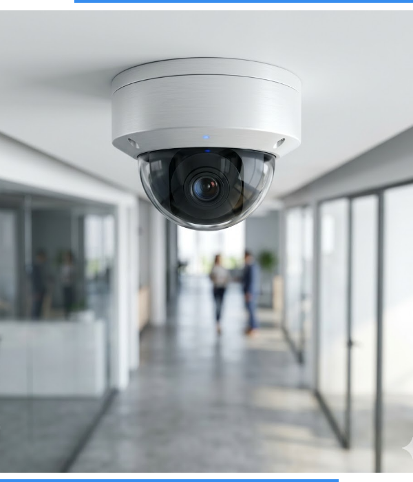 A security camera in a commercial office space