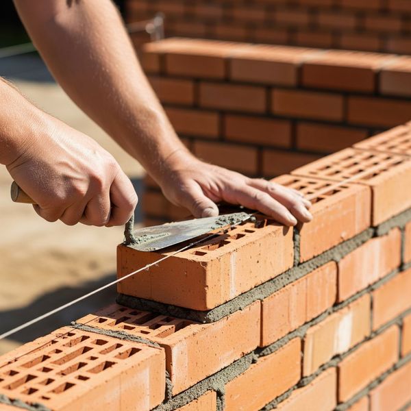 mason stacking bricks