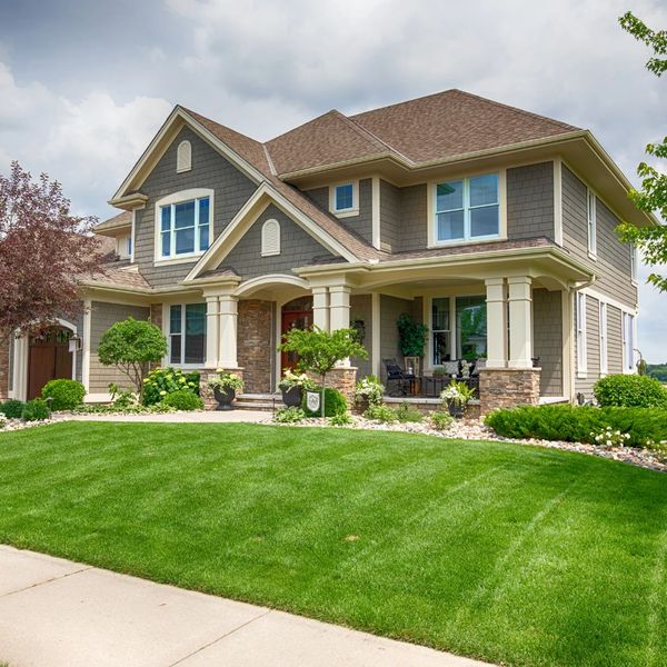 Large house with green lawn