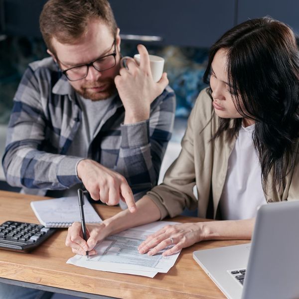 Couple looking at an estimate