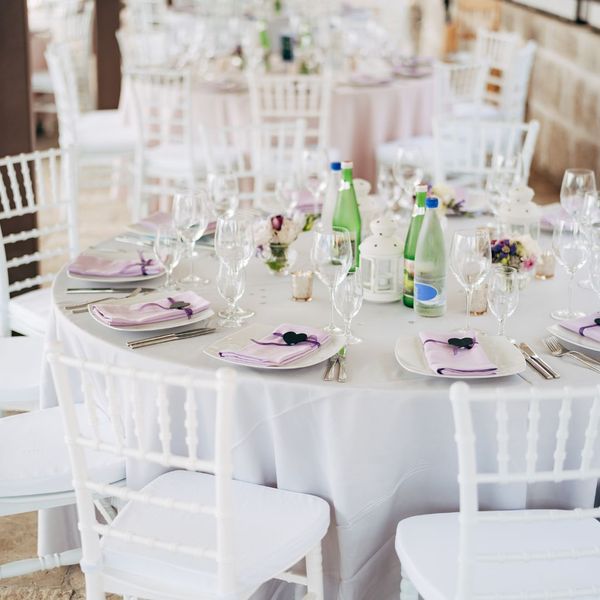 table and chairs with place settings