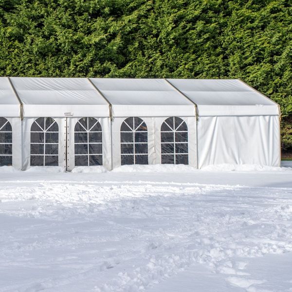 event tent in snow