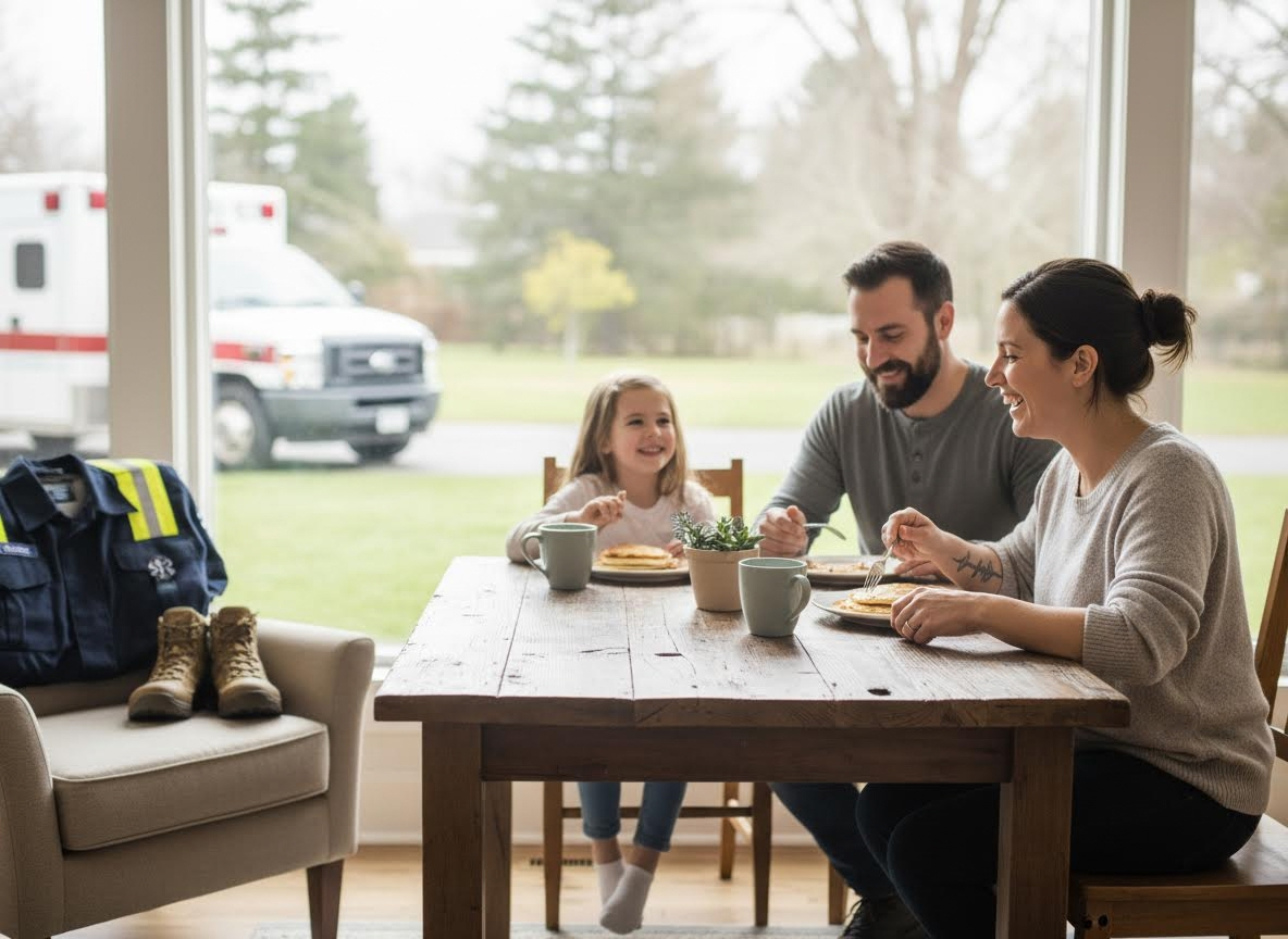 First Responder Family Breakfast Scene