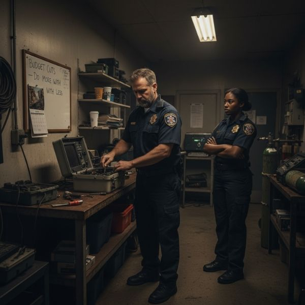 EMTs handling older medical equipment