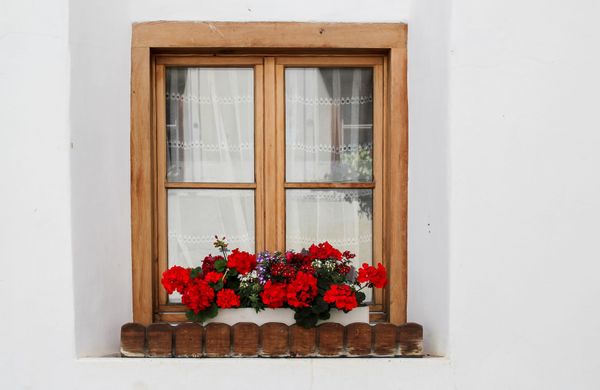 Wooden framed window in old house
