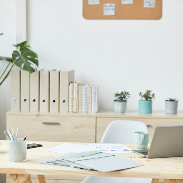 Cute wooden home workspace