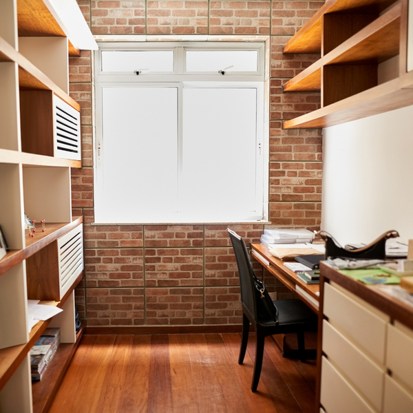 Clean workspace with cabinets