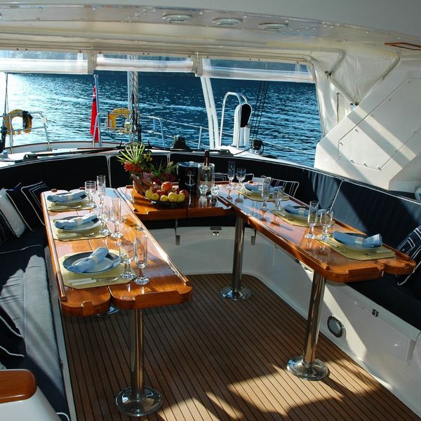 Food spread on a yacht