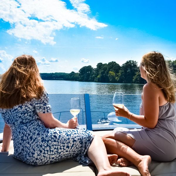 two women on yacht