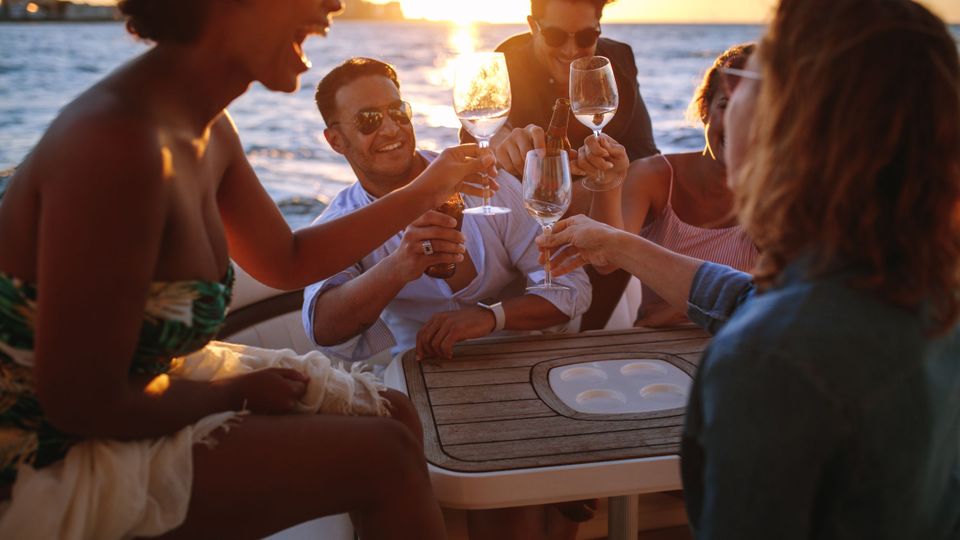 People having fun on a yacht