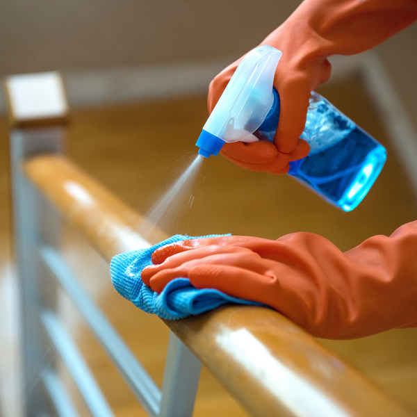 cleaning stair railing