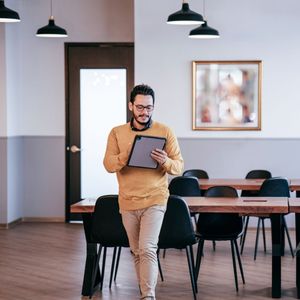 Business professional on a tablet