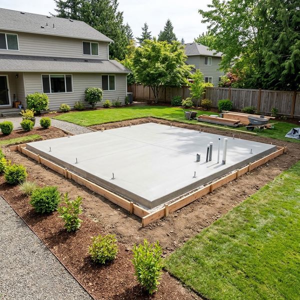 Expertly finished concrete foundation for a new residential addition.