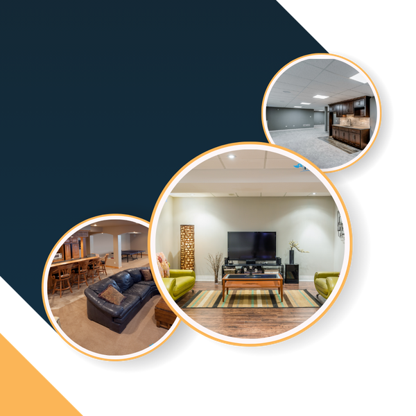 Collage of basement refinishing projects
