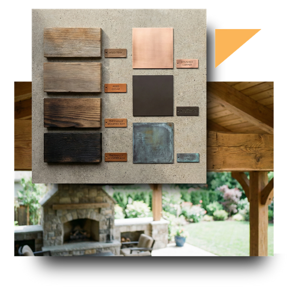 Covered patio with materials