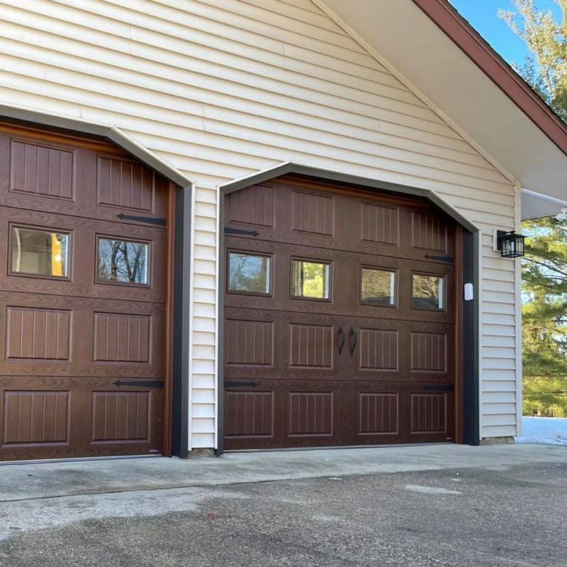 Carriage Garage Door with Faux Wood Finish with Dutch Opening 148771385_1634845933384659_5491025859117447135_n.jpg