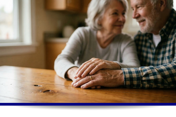 Older couple holding hands 