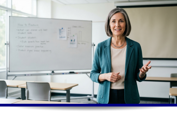 advisor in front of class