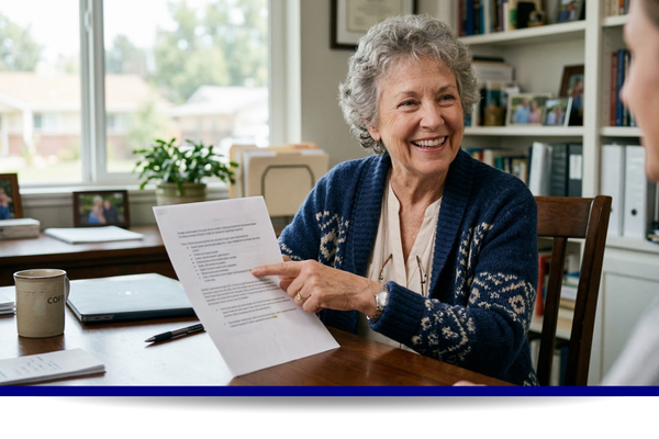 older person with document